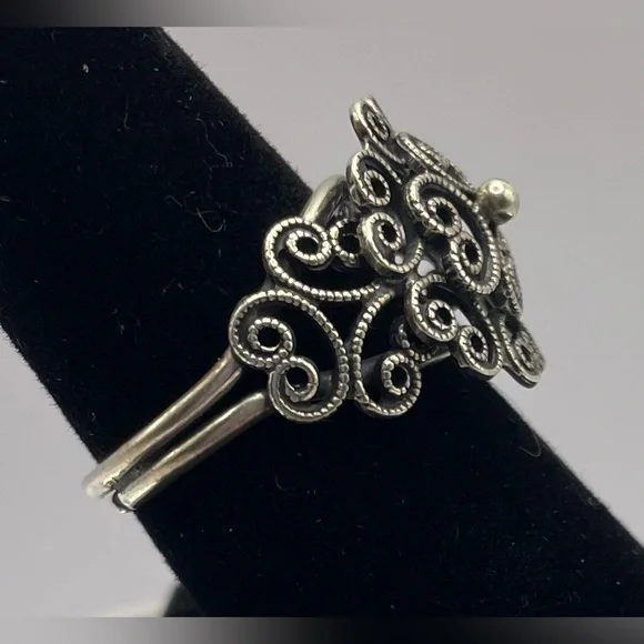 3 for $30 Beautiful Silver Tone Filigree Ring Size 8 - Picture 7 of 10